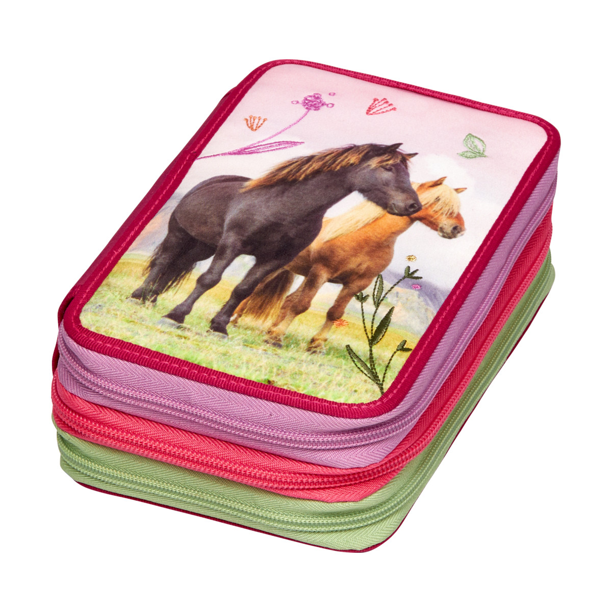 3-fach Federmäppchen - Pferdefreunde