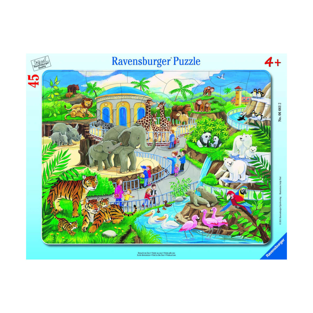 Ravensburger Kinderpuzzle   06661 Besuch im Zoo   Rahmenpuzzle für Kinder ab 4 Jahren, mit 45 Teilen