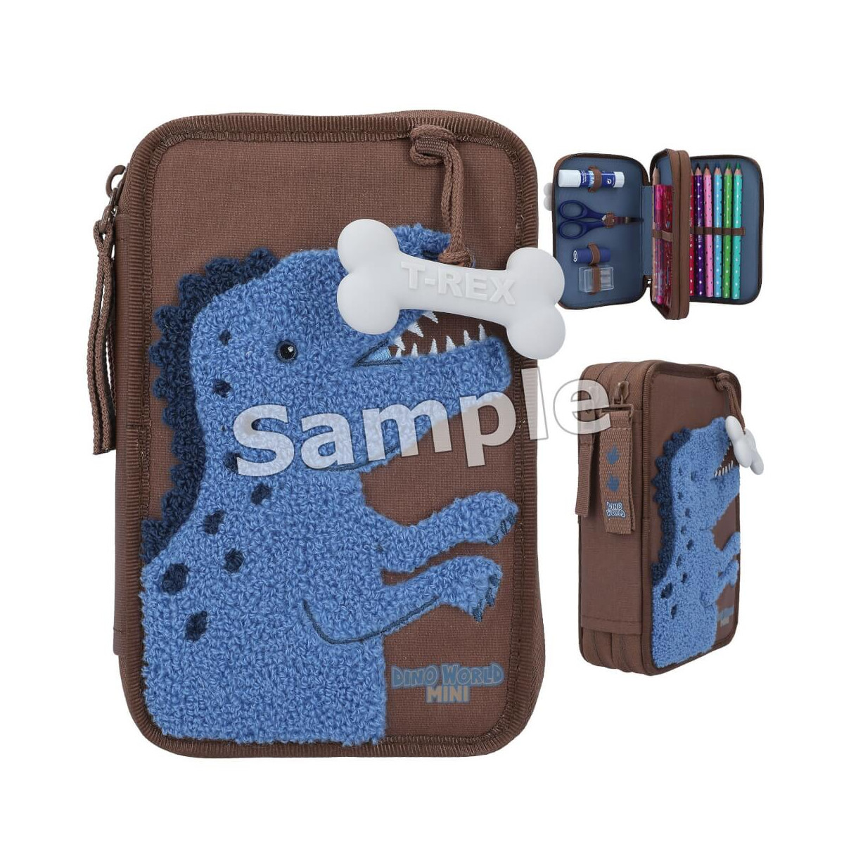 Dino World 2 Fach Federtasche Braun DINO MINI