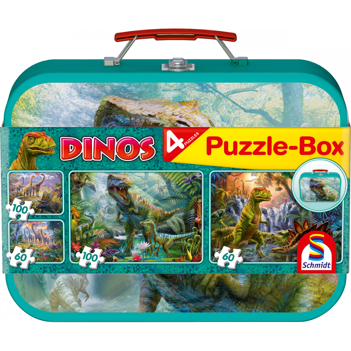 Schmidt Spiele Puzzle Dinos, Puzzle Box, 2x60, 2x100 Teile