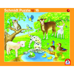 2er Set Rahmenpuzzles Kuschelige Tierfreunde 16 Teile Niedliche Tierkinder 24 Te