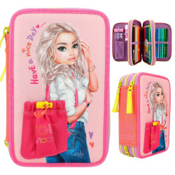 TOPModel 3 Fach Federtasche mit applizierter Vordertasche