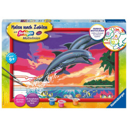 Ravensburger Malen nach Zahlen 28907   Welt der Delfine – Kinder ab 9 Jahren