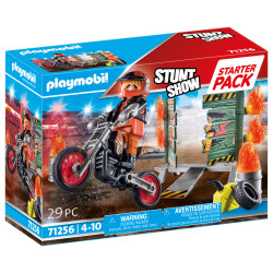 PLAYMOBIL 71256 Starter Pack Stuntshow Motorrad mit Feuerwand