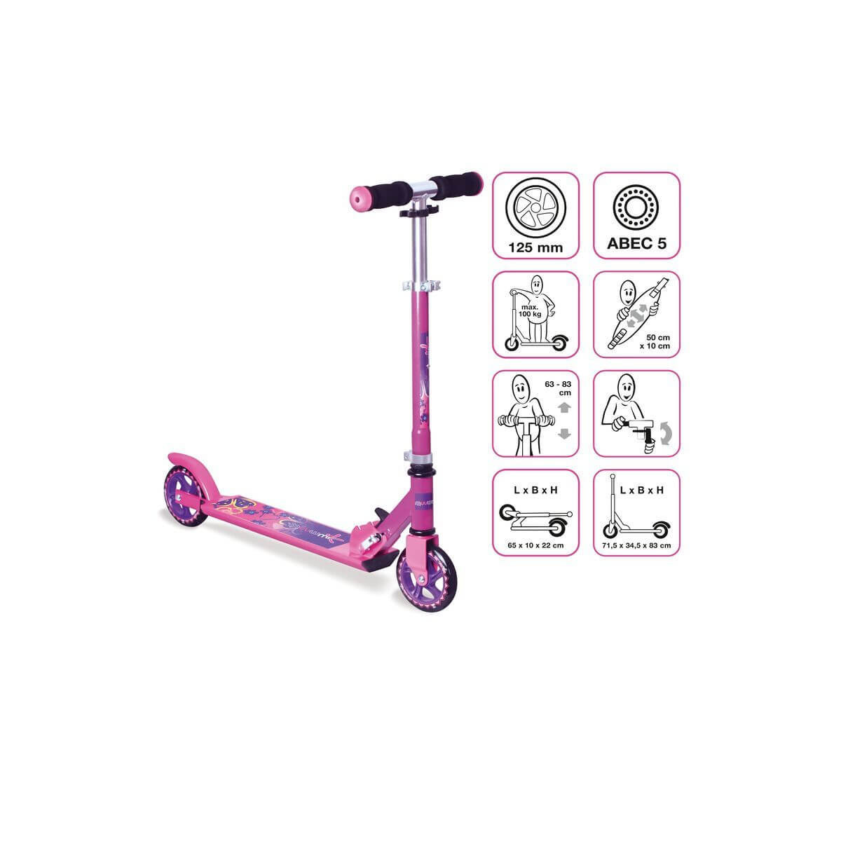 muuwmi Aluminium Scooter 125 mm pink