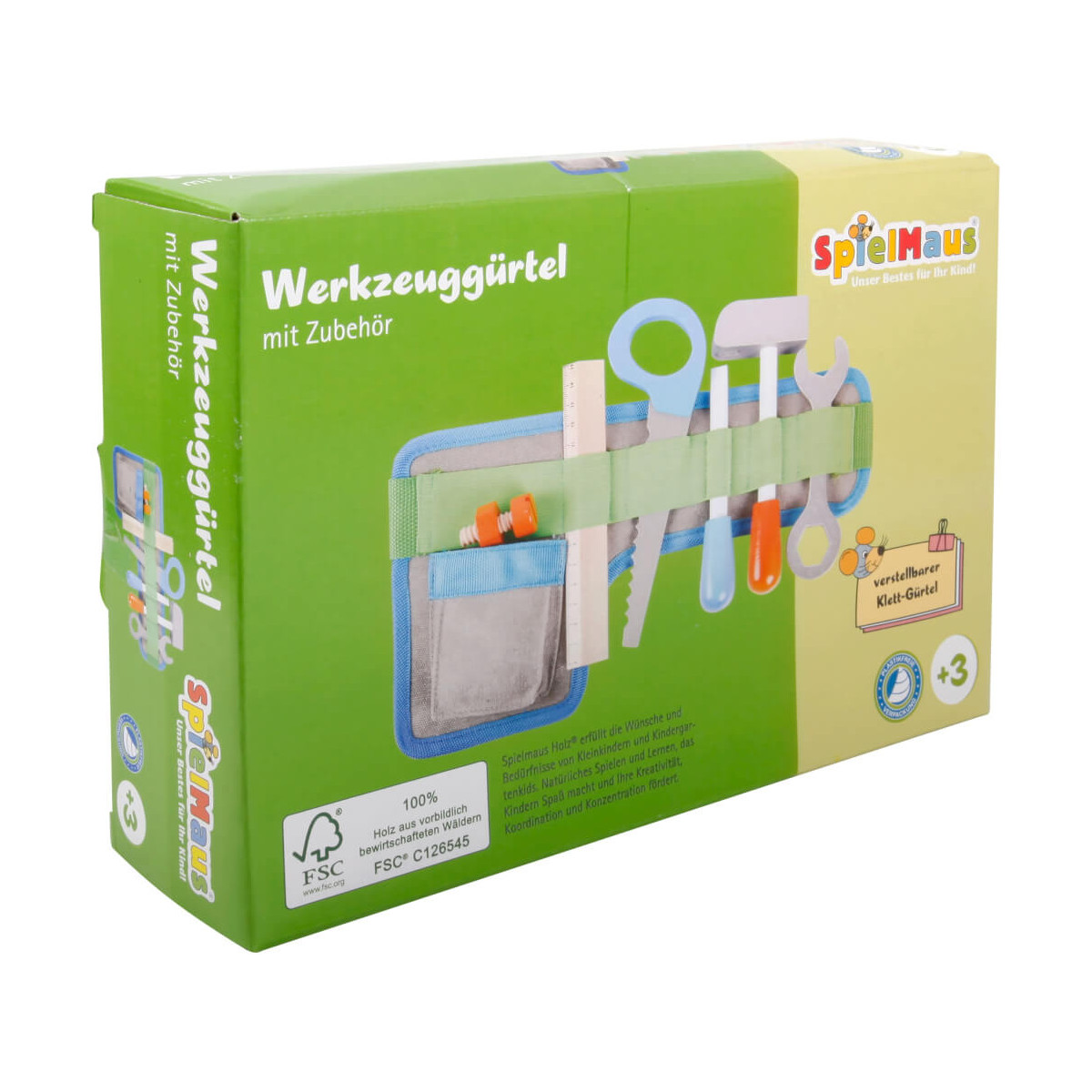 SpielMaus Holz Werkzeuggürtel, mit Zubehör