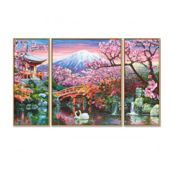 Malen nach Zahlen   Kirschblüte in Japan Triptychon