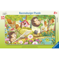 Ravensburger Kinderpuzzle   05661 Lustige Gartentiere   15 Teile Rahmenpuzzle für Kinder ab 3 Jahren