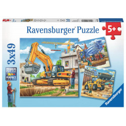 Ravensburger Kinderpuzzle   09226 Große Baufahrzeuge   Puzzle für Kinder ab 5 Jahren, mit 3x49 Teile