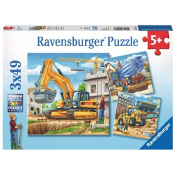 Ravensburger Kinderpuzzle   09226 Große Baufahrzeuge   Puzzle für Kinder ab 5 Jahren, mit 3x49 Teile