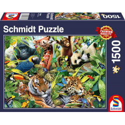 Schmidt Spiele 57385 Kunterbunte Tierwelt, Puzzle 1.500 Teile