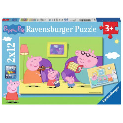 Ravensburger 075966 Puzzle: Zuhause bei Peppa   Peppa Pig, 2x12 Teile
