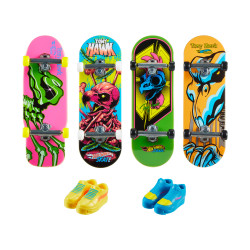 Von Tony Hawk inspiriertes Hot Wheels Skate Neon Bones Fingerboard und abnehmbare Skateboard Schuhe