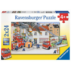 Ravensburger 8851 Puzzle Bei der Feuerwehr 2 X 24 Teile