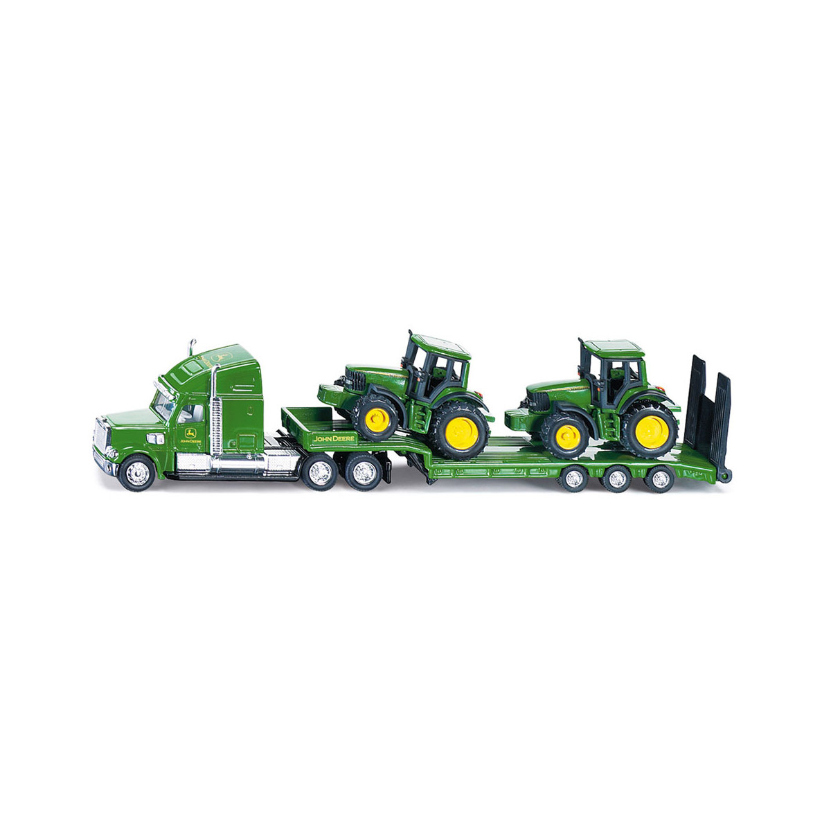 SIKU 1837 Tieflader mit John Deere Traktoren