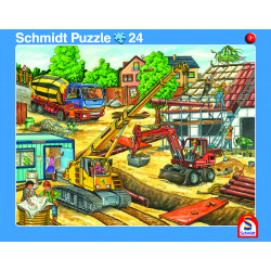 2er Set Rahmenpuzzles Fahrt mit dem Müllauto 16 Teile Achtung, Baustelle! 24 Tei