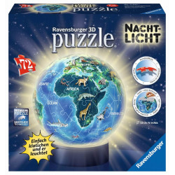 Ravensburger 3D Puzzle Erde im Nachtdesign Nachtlicht 11844   Puzzle Ball   72 Teile   für Globus Fa