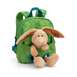 Grüner Rucksack mit Plüschtier Hase