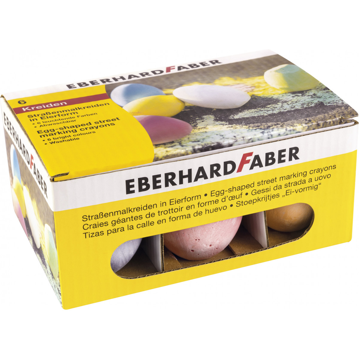Straßenmalkreide in Eierform 6er