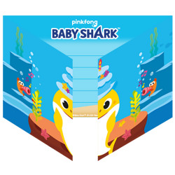 8 Einladungskarten Baby Shark