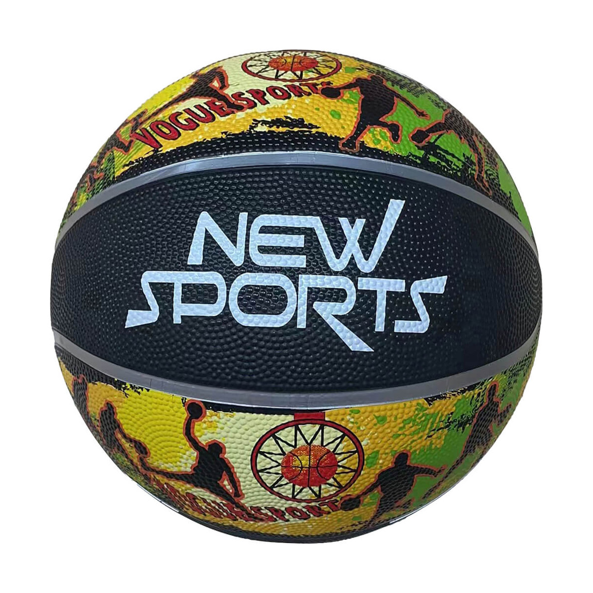 New Sports Basketball schwarz bunt, Größe 7, unaufgblasen