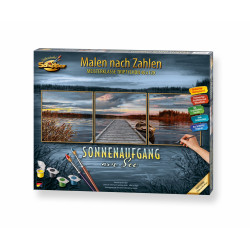 Malen nach Zahlen   Sonnenaufgang am See Triptychon