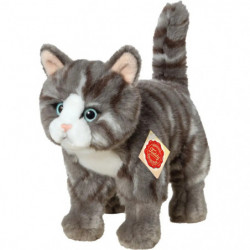 Teddy Hermann Katze stehend, grau, 20 cm