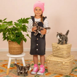 Teddy Hermann Katze stehend, grau, 20 cm