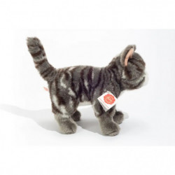 Teddy Hermann Katze stehend, grau, 20 cm