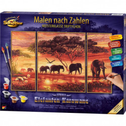 Malen nach Zahlen   Elefanten Karawane (Triptychon)