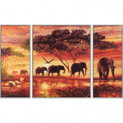 Malen nach Zahlen   Elefanten Karawane (Triptychon)