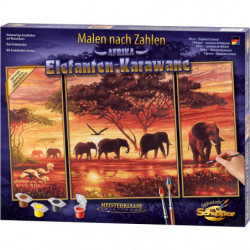Malen nach Zahlen   Elefanten Karawane (Triptychon)