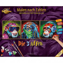 Malen nach Zahlen   Die 3 Affen (Tript.)