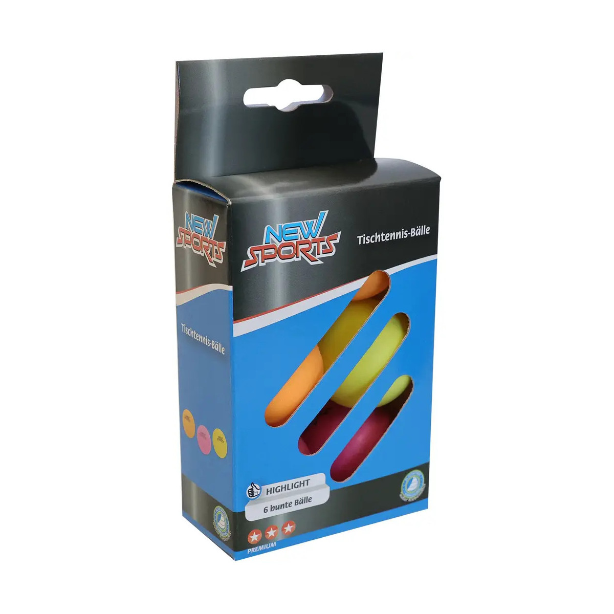 New Sports Tischtennis Bälle 6 Stück, 3 Stern, bunt
