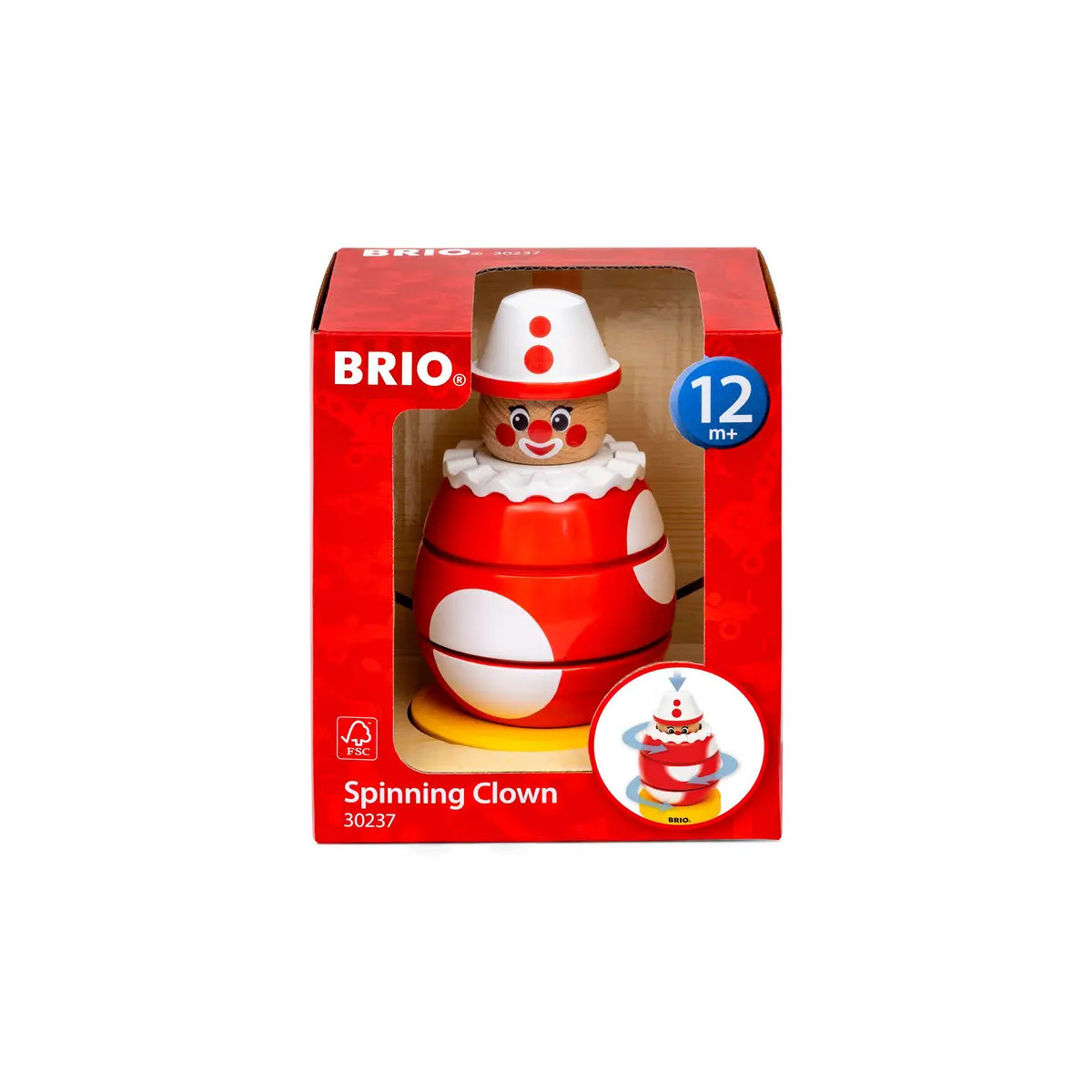 BRIO – 30237 Drück  & Dreh Clown | Spielzeug für Kleinkinder ab 12 Monaten