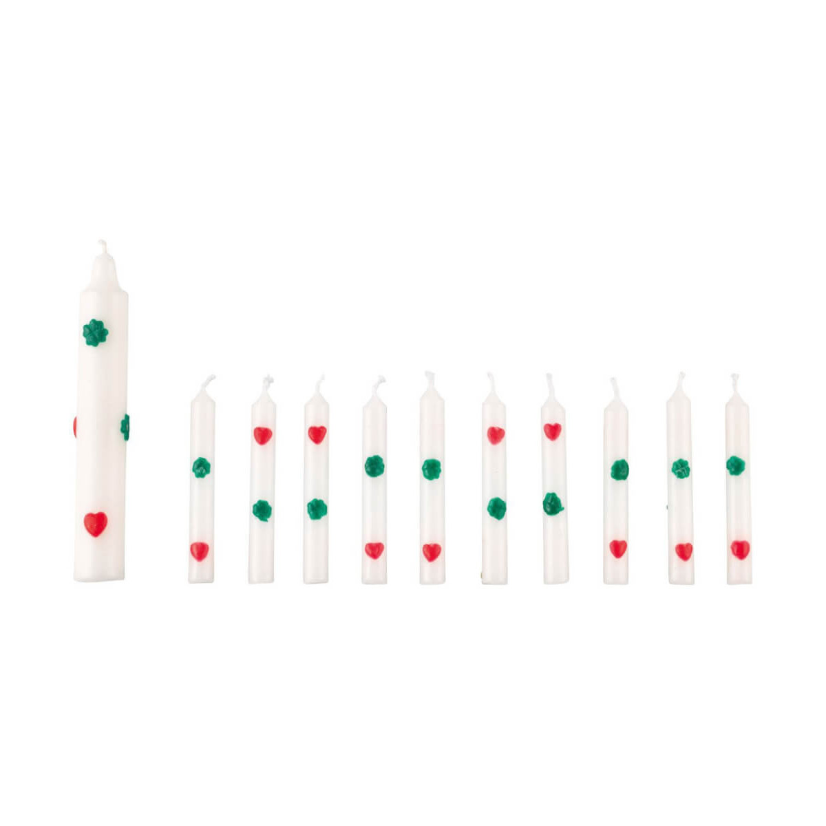 Kerzenset Lebenslicht & Geburtstagskerzen Glückssymbole 11 teilig Höhe 8   13,5 cm