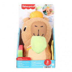 Fisher Price sensorisches Babyspielzeug Kuschel Capybara Plüschtier mit Beißring und Rassel für Neug