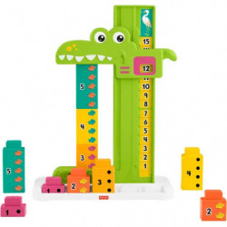 Fisher Price Mein Zahlen Krokodil Lernspielzeug mit 10 Stapelblöcken für Kleinkinder