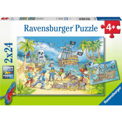 Ravensburger Kinderpuzzle   05089 Die Abenteuerinsel   Puzzle für Kinder ab 4 Jahren, mit 2x24 Teile
