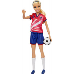 Barbie Fußballspielerin Puppe, blond, Trikot mit der Nummer 9, Fußball, Stollenschuhe, Stutzen, für