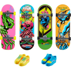 Von Tony Hawk inspiriertes Hot Wheels Skate Neon Bones Fingerboard und abnehmbare Skateboard Schuhe