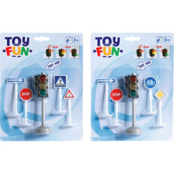 Toy Fun Verkehrsampel mit Verkehrszeichen, 2 fach sortiert