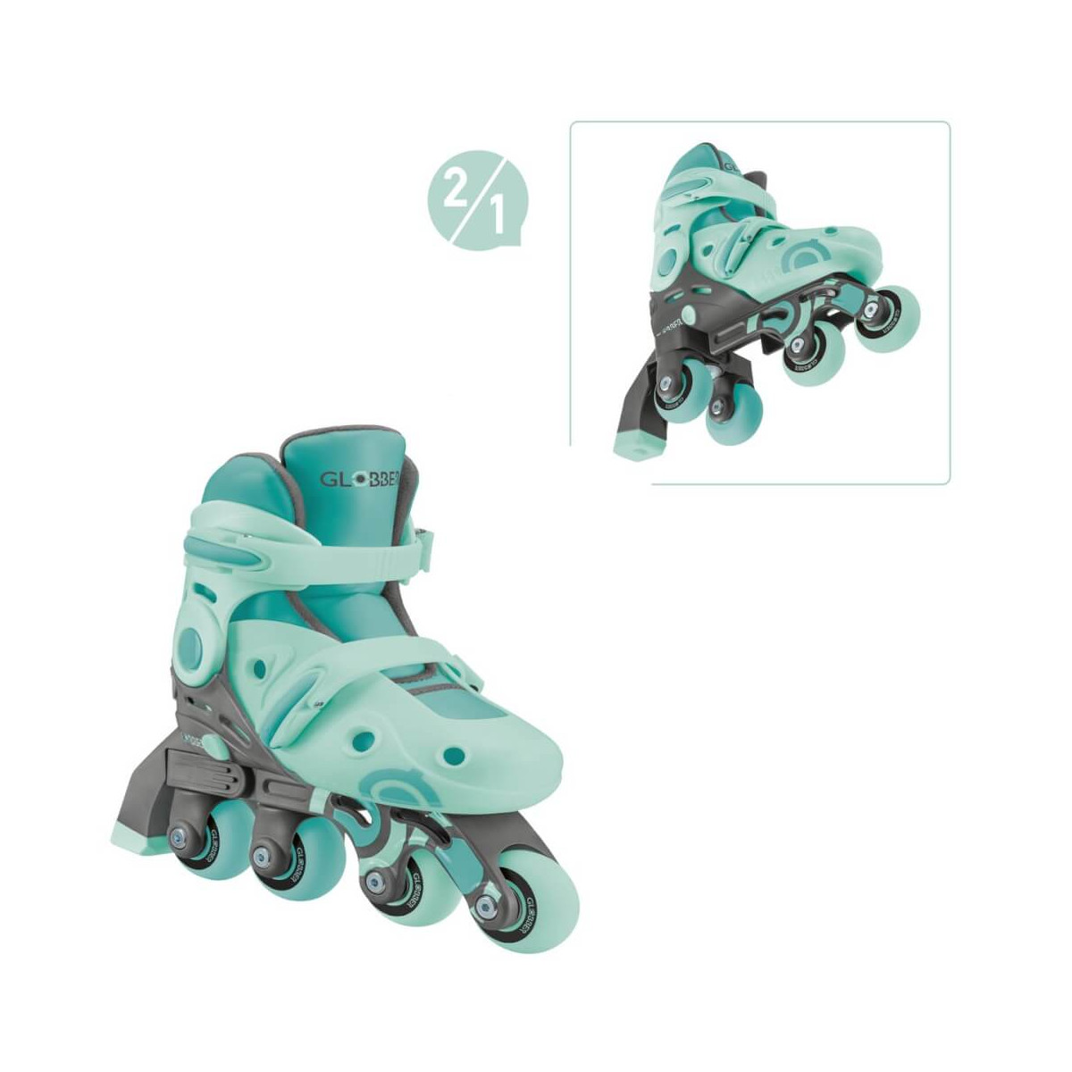 GLOBBER LEARNING SKATES 2in1 mint, Gr. 26 29