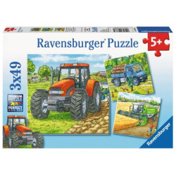 Ravensburger Kinderpuzzle   09388 Große Landmaschinen   Puzzle für Kinder ab 5 Jahren, mit 3x49 Teil