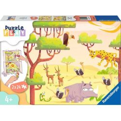 Ravensburger Kinderpuzzle Puzzle&Play 05594 Safari Zeit 2x24 Teile Puzzle für Kinder ab 4 Jahren