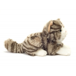 Teddy Hermann Katze liegend grau, ca. 20cm